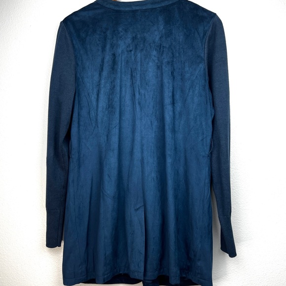 H by Halston Navy Blue Faux Suede Zip Up Jacket with Pockets - Picture 7 of 7